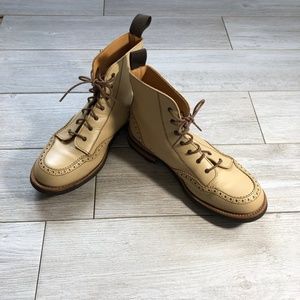 NWT Leather Made in England 7 Holes Men's Boots us8.5 Beige Classic